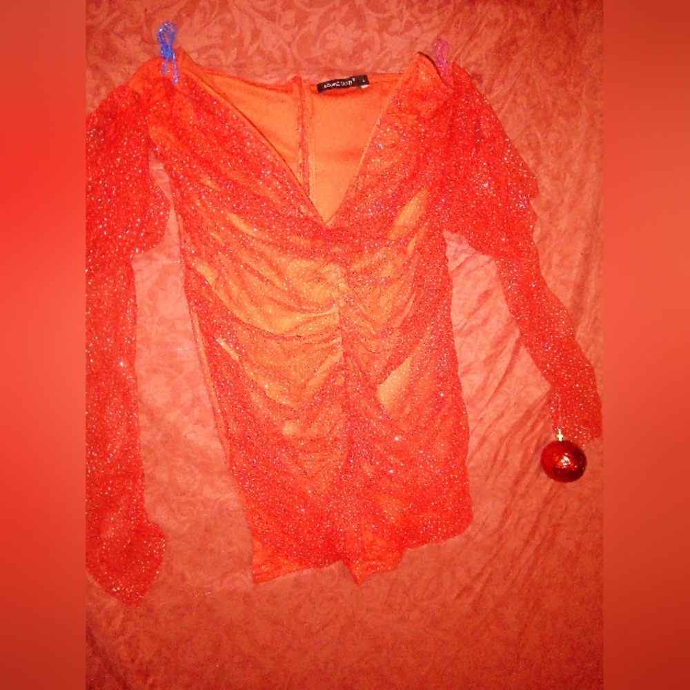 Red lace short dress..